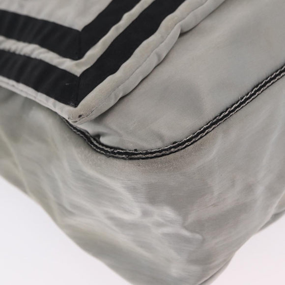 CHANEL Chanel Sports Messenger Bag Nylon Silver CC Auth bs37405