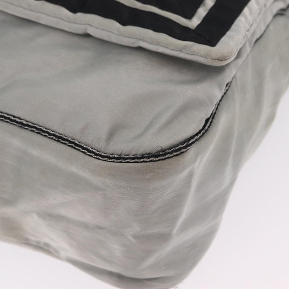 CHANEL Chanel Sports Messenger Bag Nylon Silver CC Auth bs37405