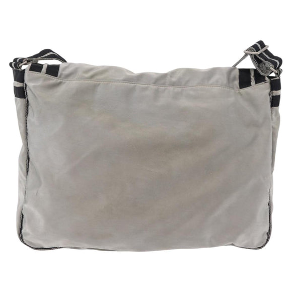 CHANEL Chanel Sports Messenger Bag Nylon Silver CC Auth bs37405
