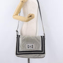 CHANEL Chanel Sports Messenger Bag Nylon Silver CC Auth bs37405-34