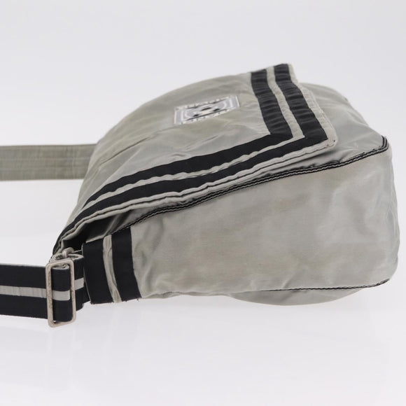CHANEL Chanel Sports Messenger Bag Nylon Silver CC Auth bs37405