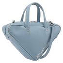 BALENCIAGA Triangle Duffel Bag Leather 2way Light Blue 531048 Auth bs37406-1