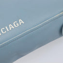 BALENCIAGA Triangle Duffel Bag Leather 2way Light Blue 531048 Auth bs37406-16