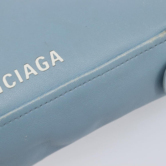 BALENCIAGA Triangle Duffel Bag Leather 2way Light Blue 531048 Auth bs37406