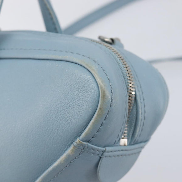 BALENCIAGA Triangle Duffel Bag Leather 2way Light Blue 531048 Auth bs37406