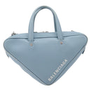 BALENCIAGA Triangle Duffel Bag Leather 2way Light Blue 531048 Auth bs37406-13