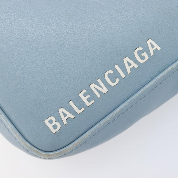 BALENCIAGA Triangle Duffel Bag Leather 2way Light Blue 531048 Auth bs37406
