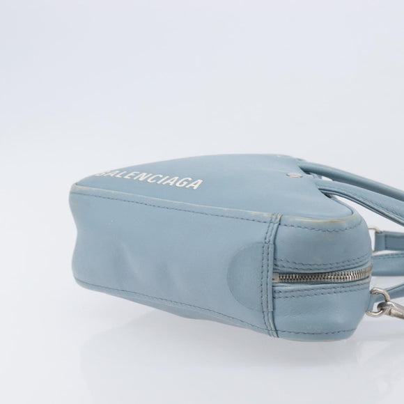 BALENCIAGA Triangle Duffel Bag Leather 2way Light Blue 531048 Auth bs37406