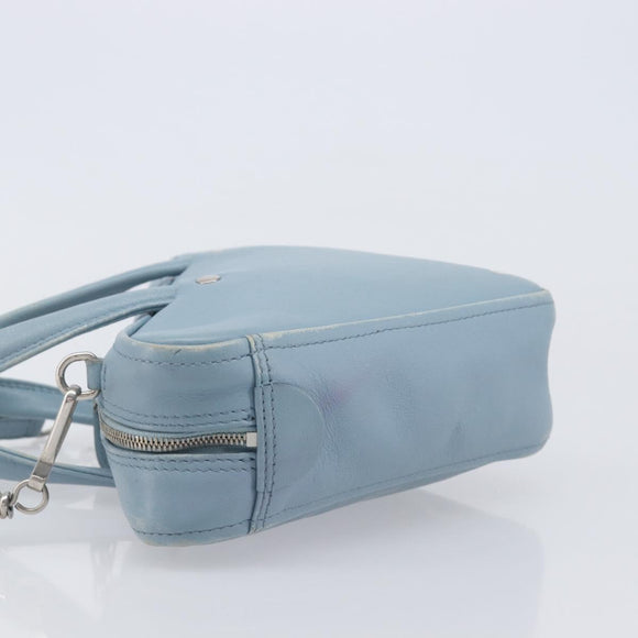 BALENCIAGA Triangle Duffel Bag Leather 2way Light Blue 531048 Auth bs37406