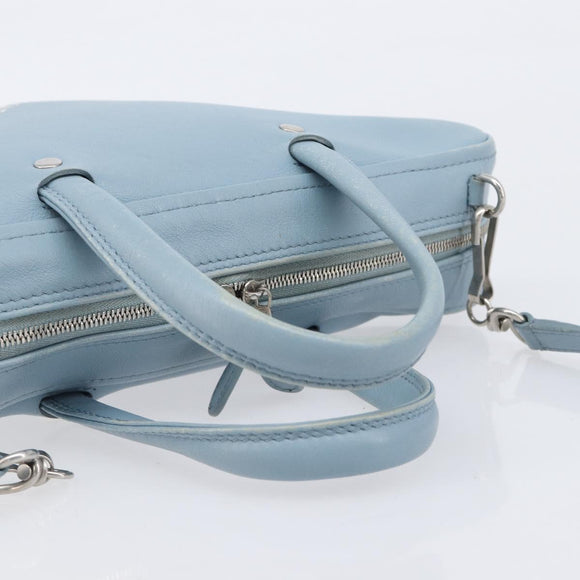 BALENCIAGA Triangle Duffel Bag Leather 2way Light Blue 531048 Auth bs37406