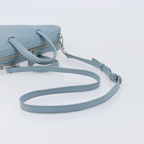 BALENCIAGA Triangle Duffel Bag Leather 2way Light Blue 531048 Auth bs37406