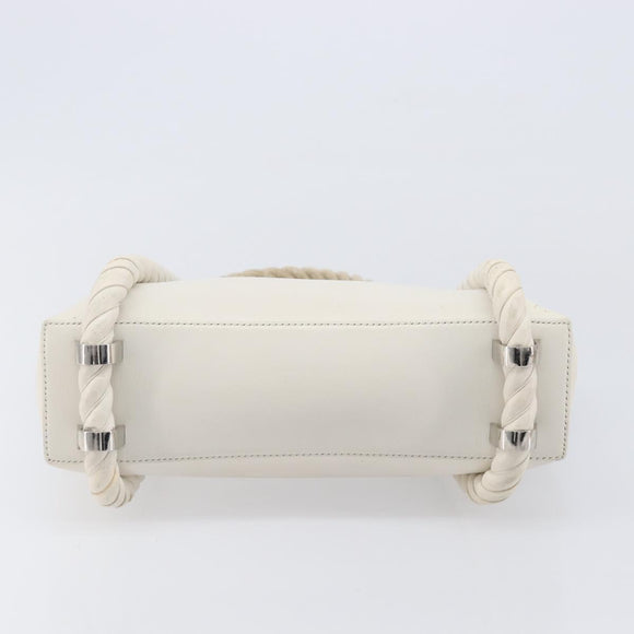 Balenciaga Rope Handle Navy Cabas Bag Leather 2way White 390346 Auth bs37408