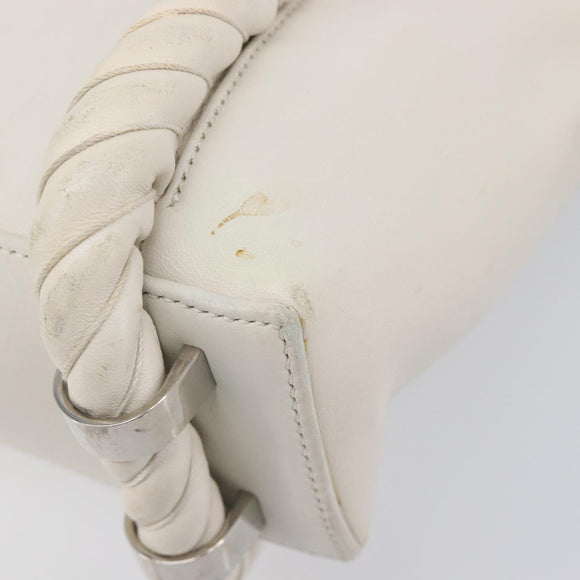Balenciaga Rope Handle Navy Cabas Bag Leather 2way White 390346 Auth bs37408