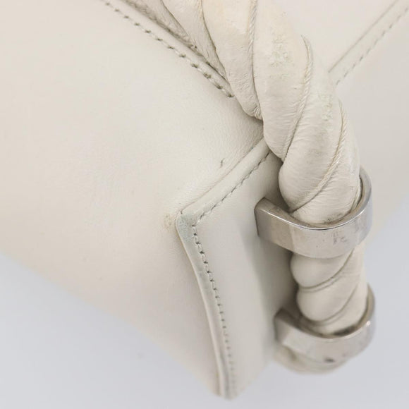 Balenciaga Rope Handle Navy Cabas Bag Leather 2way White 390346 Auth bs37408