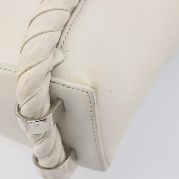 Balenciaga Rope Handle Navy Cabas Bag Leather 2way White 390346 Auth bs37408