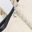 Balenciaga Rope Handle Navy Cabas Bag Leather 2way White 390346 Auth bs37408-22