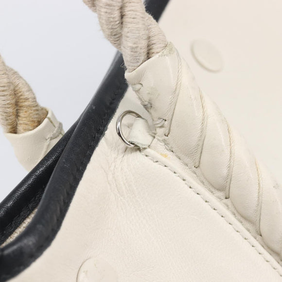 Balenciaga Rope Handle Navy Cabas Bag Leather 2way White 390346 Auth bs37408