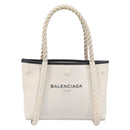 Balenciaga Rope Handle Navy Cabas Bag Leather 2way White 390346 Auth bs37408-13