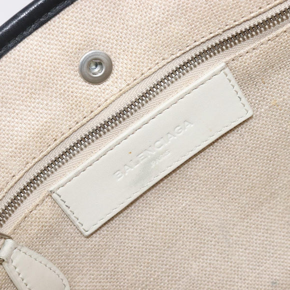 Balenciaga Rope Handle Navy Cabas Bag Leather 2way White 390346 Auth bs37408