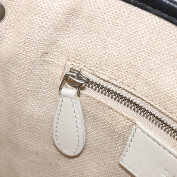 Balenciaga Rope Handle Navy Cabas Bag Leather 2way White 390346 Auth bs37408