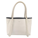 Balenciaga Rope Handle Navy Cabas Bag Leather 2way White 390346 Auth bs37408-2