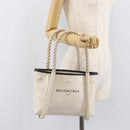 Balenciaga Rope Handle Navy Cabas Bag Leather 2way White 390346 Auth bs37408-31