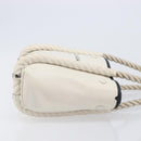 Balenciaga Rope Handle Navy Cabas Bag Leather 2way White 390346 Auth bs37408-3
