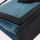 LOEWE Barcelona Shoulder Bag Suede Blue Silver Auth bs37409A-10