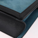 LOEWE Barcelona Shoulder Bag Suede Blue Silver Auth bs37409A-15