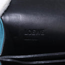 LOEWE Barcelona Shoulder Bag Suede Blue Silver Auth bs37409A-21