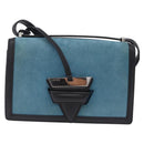 LOEWE Barcelona Shoulder Bag Suede Blue Silver Auth bs37409A-13