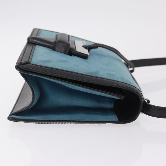 LOEWE Barcelona Shoulder Bag Suede Blue Silver Auth bs37409A