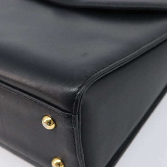 VALENTINO Hand Bag Leather Black Gold Auth bs37410A