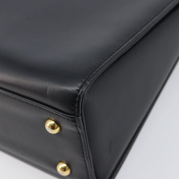 VALENTINO Hand Bag Leather Black Gold Auth bs37410A