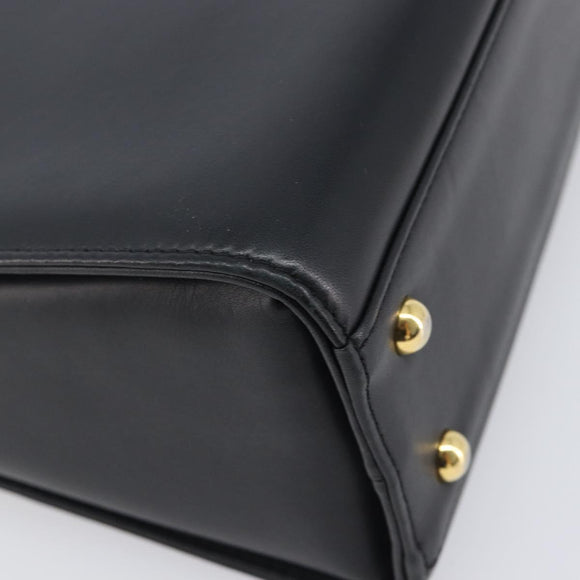 VALENTINO Hand Bag Leather Black Gold Auth bs37410A