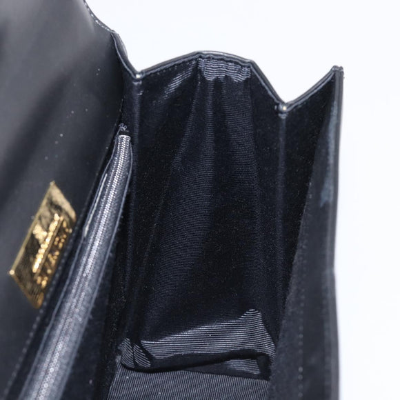 VALENTINO Hand Bag Leather Black Gold Auth bs37410A