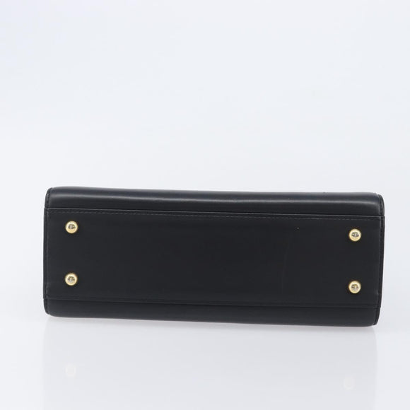 VALENTINO Hand Bag Leather Black Gold Auth bs37410A