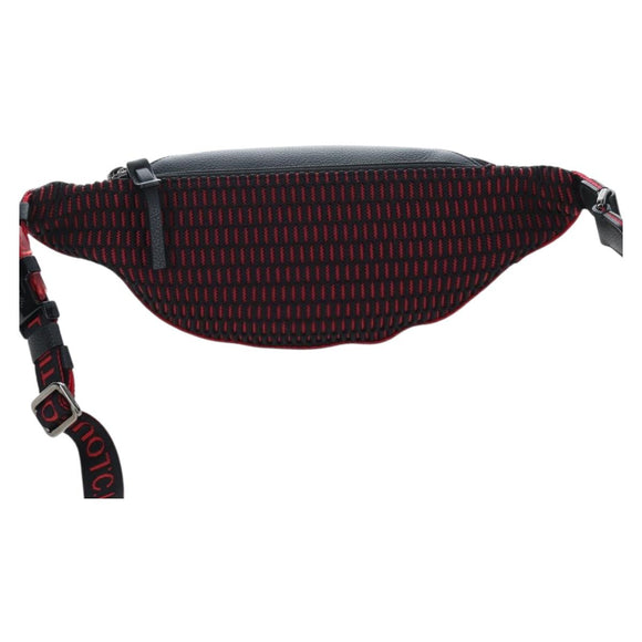 Christian Louboutin Waist Bag Canvas Black Silver Auth bs37415A