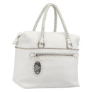 FENDI Celeria Tote Bag Leather White Silver Auth bs37416V-1
