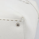 FENDI Celeria Tote Bag Leather White Silver Auth bs37416V-11