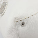 FENDI Celeria Tote Bag Leather White Silver Auth bs37416V-12