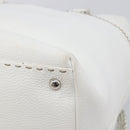 FENDI Celeria Tote Bag Leather White Silver Auth bs37416V-13