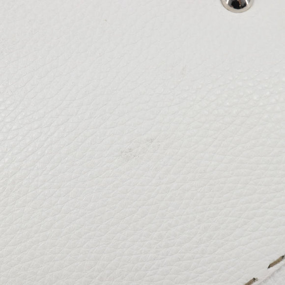 FENDI Celeria Tote Bag Leather White Silver Auth bs37416V