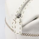 FENDI Celeria Tote Bag Leather White Silver Auth bs37416V-19