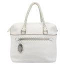 FENDI Celeria Tote Bag Leather White Silver Auth bs37416V-2