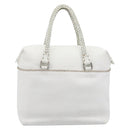 FENDI Celeria Tote Bag Leather White Silver Auth bs37416V-3