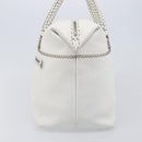 FENDI Celeria Tote Bag Leather White Silver Auth bs37416V-4