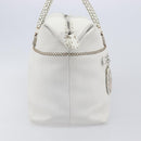 FENDI Celeria Tote Bag Leather White Silver Auth bs37416V-5