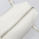 FENDI Celeria Tote Bag Leather White Silver Auth bs37416V-6