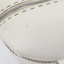 FENDI Celeria Tote Bag Leather White Silver Auth bs37416V-7